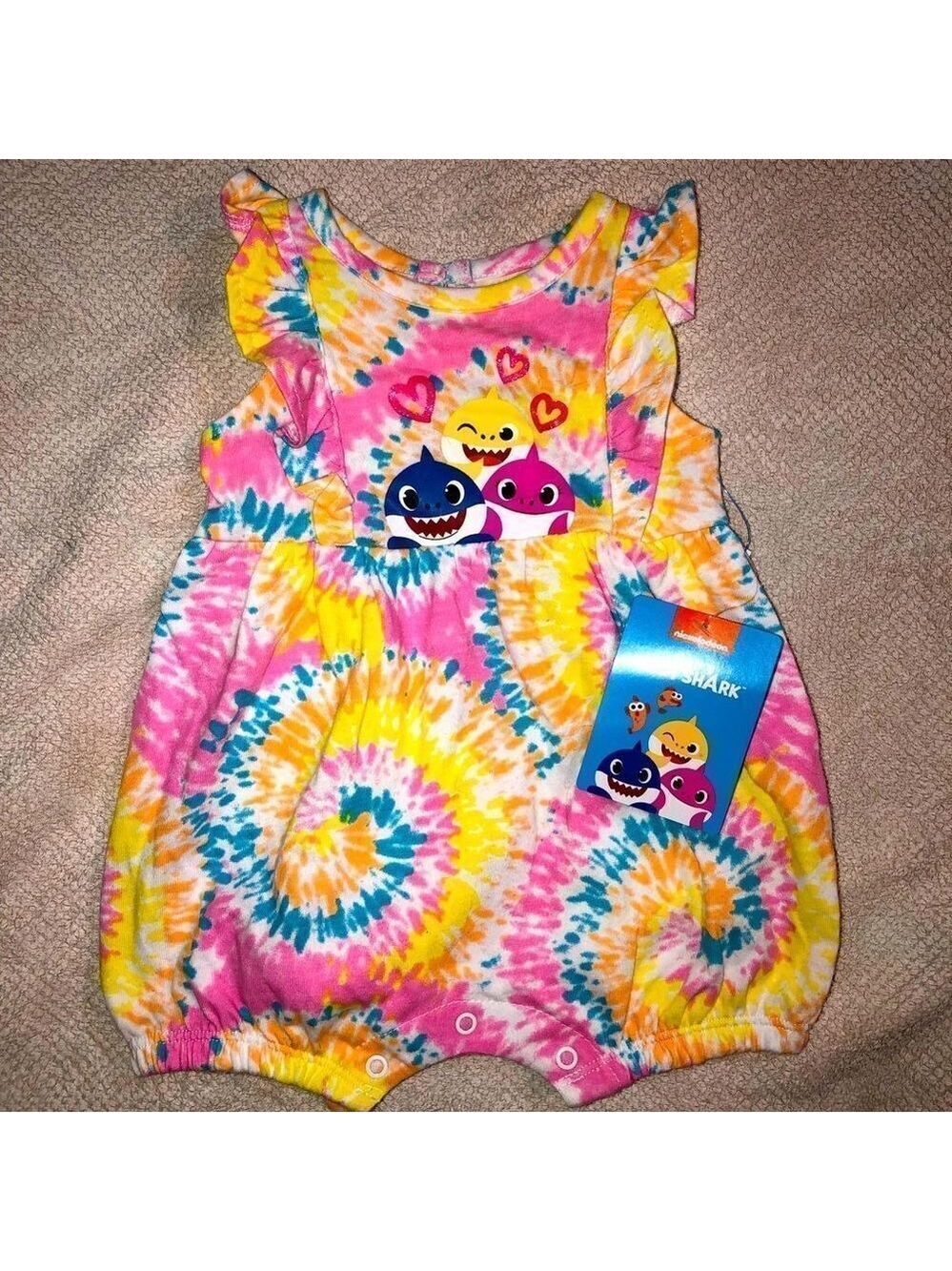 NWT infant girls 0-3M nickelodeon pinkfong baby shark sleeveless romper